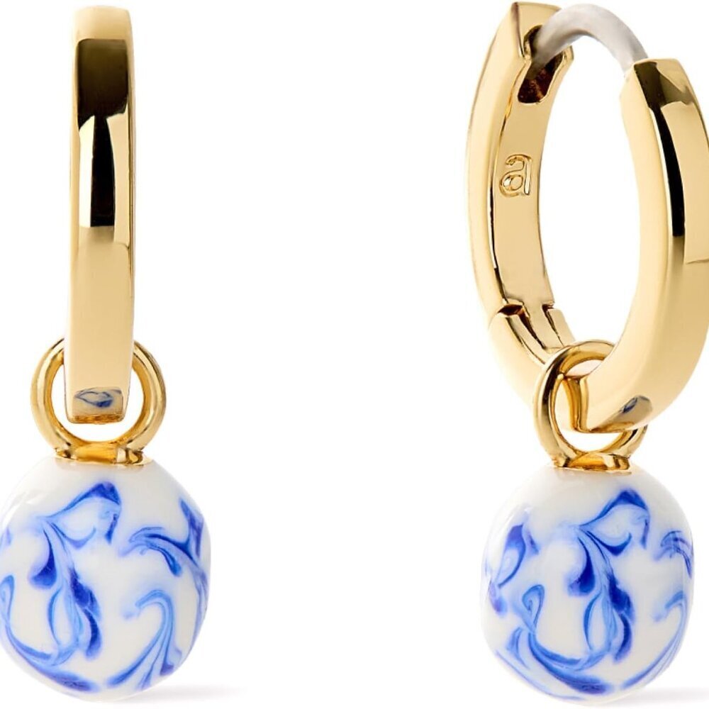 Frida Pearl Huggie Hoops - 14K Gold Plated & Silver Rhodium Plated Drop Hoop Ear